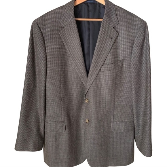 JOSEPH ABBOUD 2 Button Blazer Sport Coat Silk Wool Textured Grey Tan Brown 44R - Picture 10 of 16